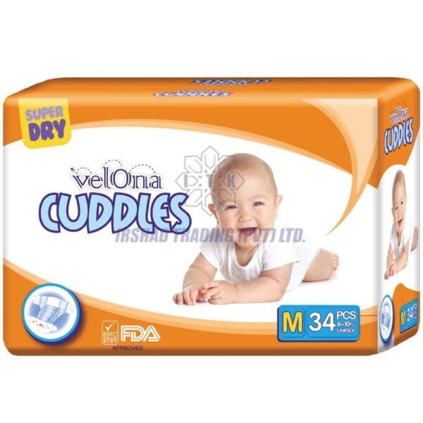 Velona Cuddles 34pcs Super Dry Extra Soft - Medium Size